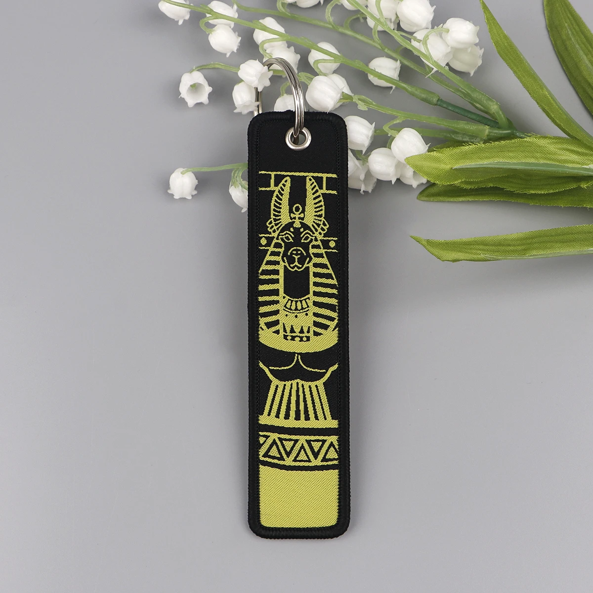 Anubis Embroidery Keys Ring Luggage Tag For Aviation Keychains For Car Motorcycle Key Accessory Special Pendant For Friend Gifts