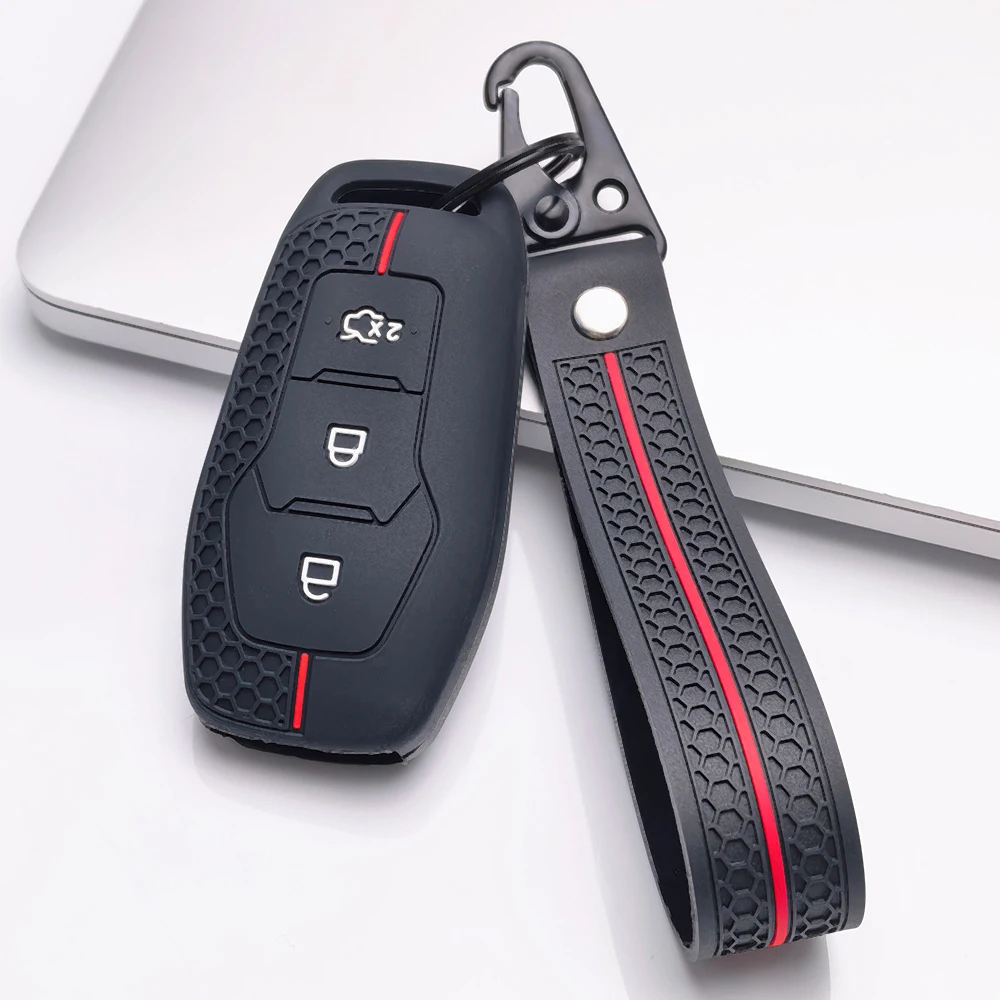 Silicone Car Key Case Fob Cover Shell for Ford Figo 2017 Mondeo 5 Ecosport Fiesta Mk8 Everest Ranger Fusion Kuga Escort F150 - view 2