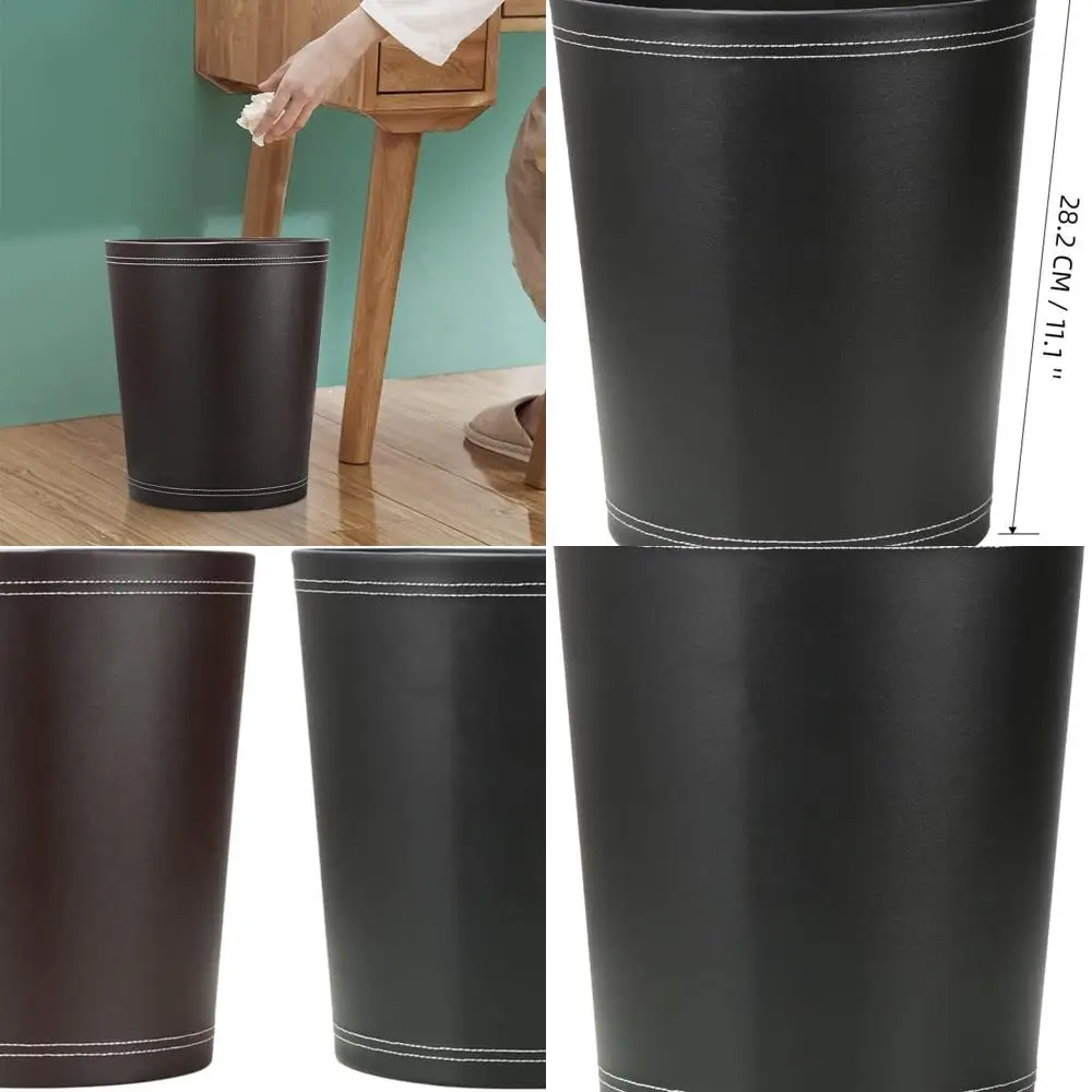 

Elegant Round Black Small Waste Bin for Bathroom, Kitchen, Office, and Upscale Hotel Rooms