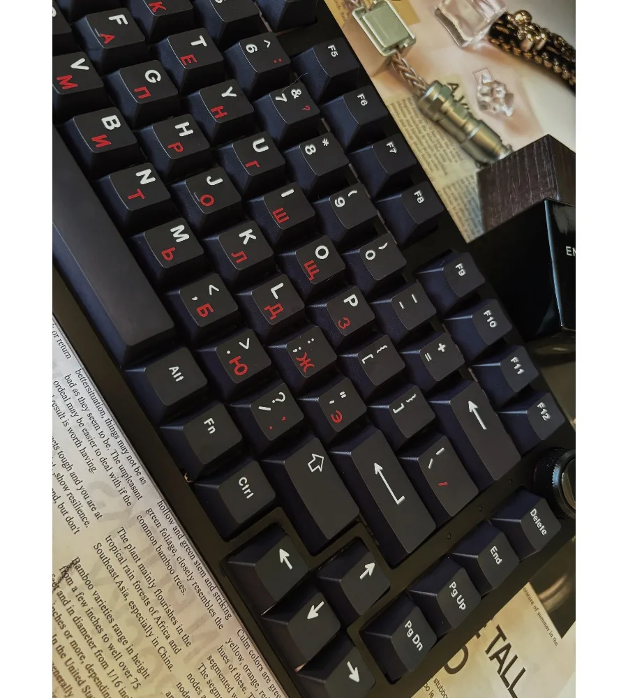 Keycap personality sublimation mechanical keyboard keycap black red Russian new material 1.6-1