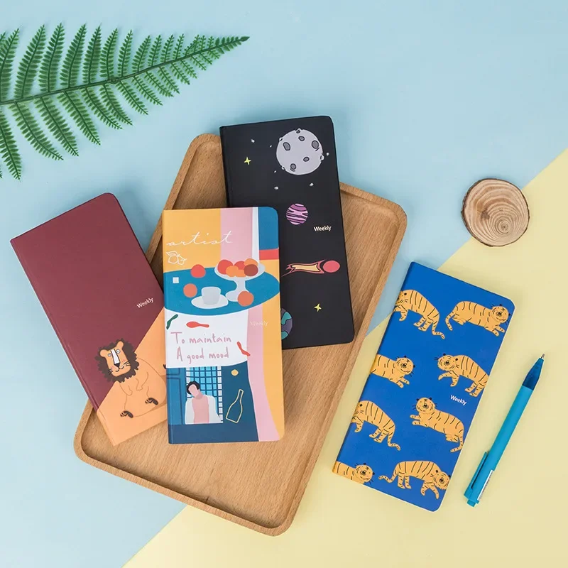 Mini Notebook Pretty Student Notepad Hardcover Weekly Study Diary Planner Cute Memo Pad for School Supplies Agenda Ledger