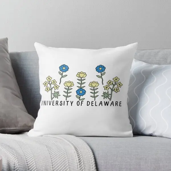 Delaware Garden Of Flowers Blue And Ye  Printing Throw Pillow Cover Decor Car Bedroom Case Throw Pillows not include One Side