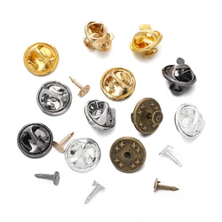 50sets Metal Locking Pin Back Brooch Badge Holder Butterfly Pins Badge Clasps For DIY Jewellery Making Craft Accessories