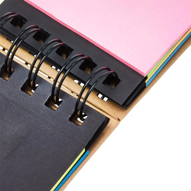 T5EA 자체 접착성 스티커 노트 조합 메모 메모 패드 하드 커버 노트 패드 작은 나선 노트북 학교 사무용품