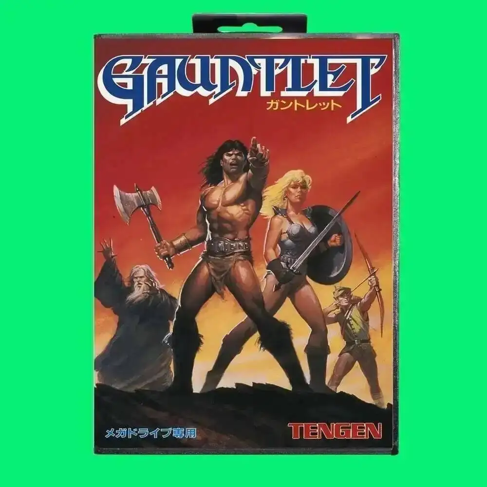 JP 커버가 있는 건틀렛 게임 카트리지, 16 비트 MD 게임 카드, 세가 메가 드라이브용 소매 상자