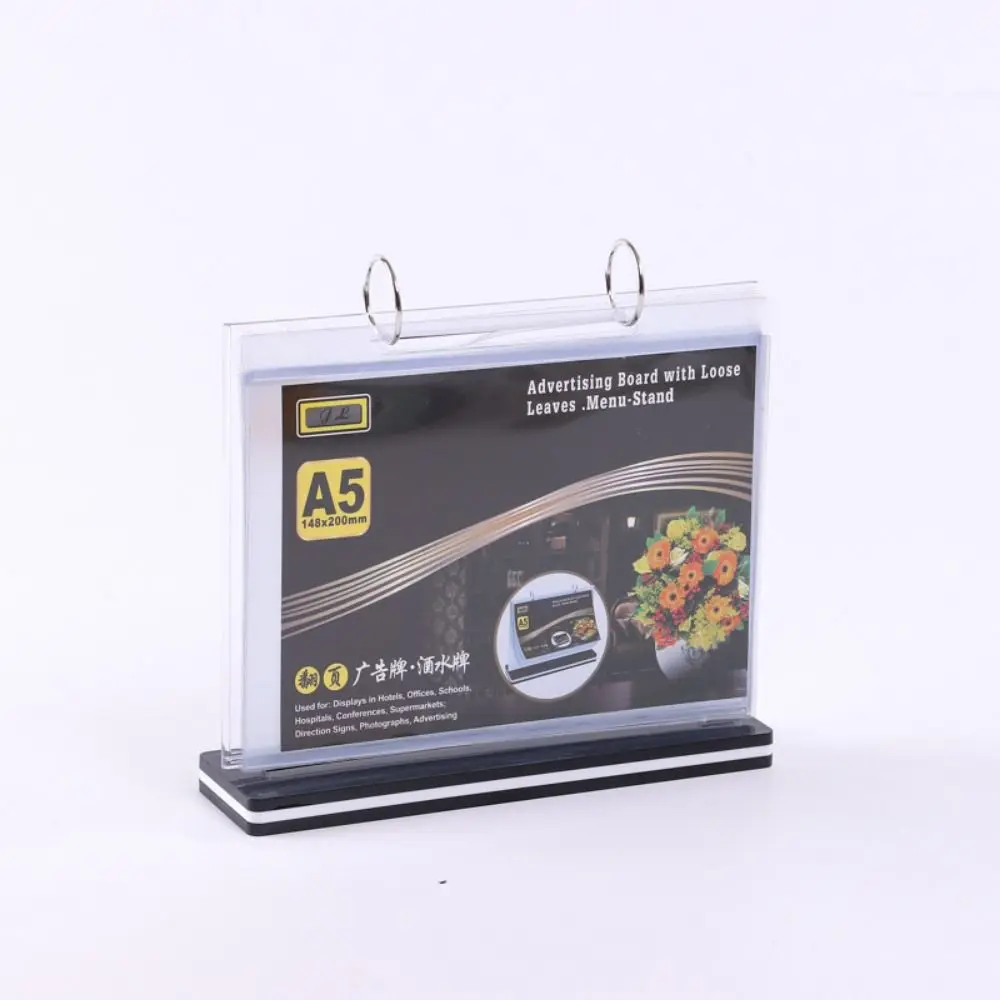 Clear PVC Menu Display Stand A4/A5 Waterproof Tabletop Loose-leaf Rack Sturdy Base Horizontal/Vertical Poster Holder