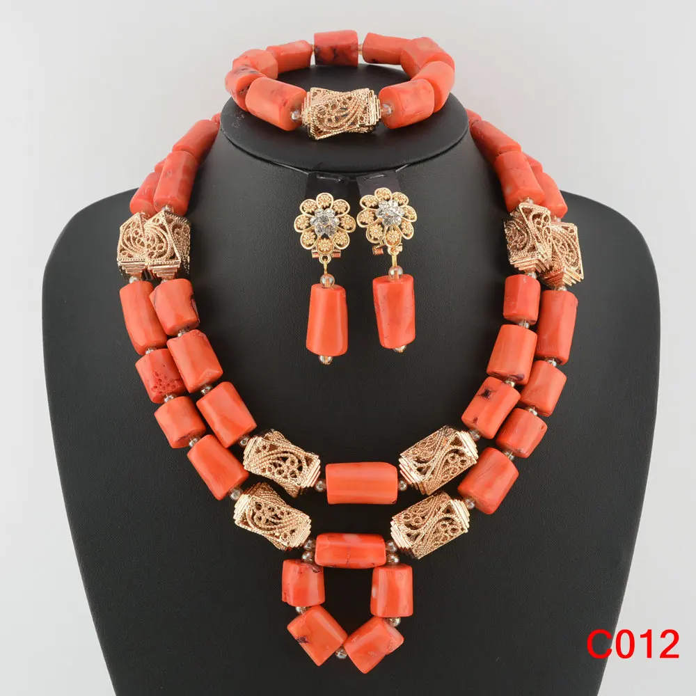 Fantastic Nigerian Wedding Coral Beads Jewelry Set Original Coral Bead Necklace Set Traditional Wedding African Jewelry