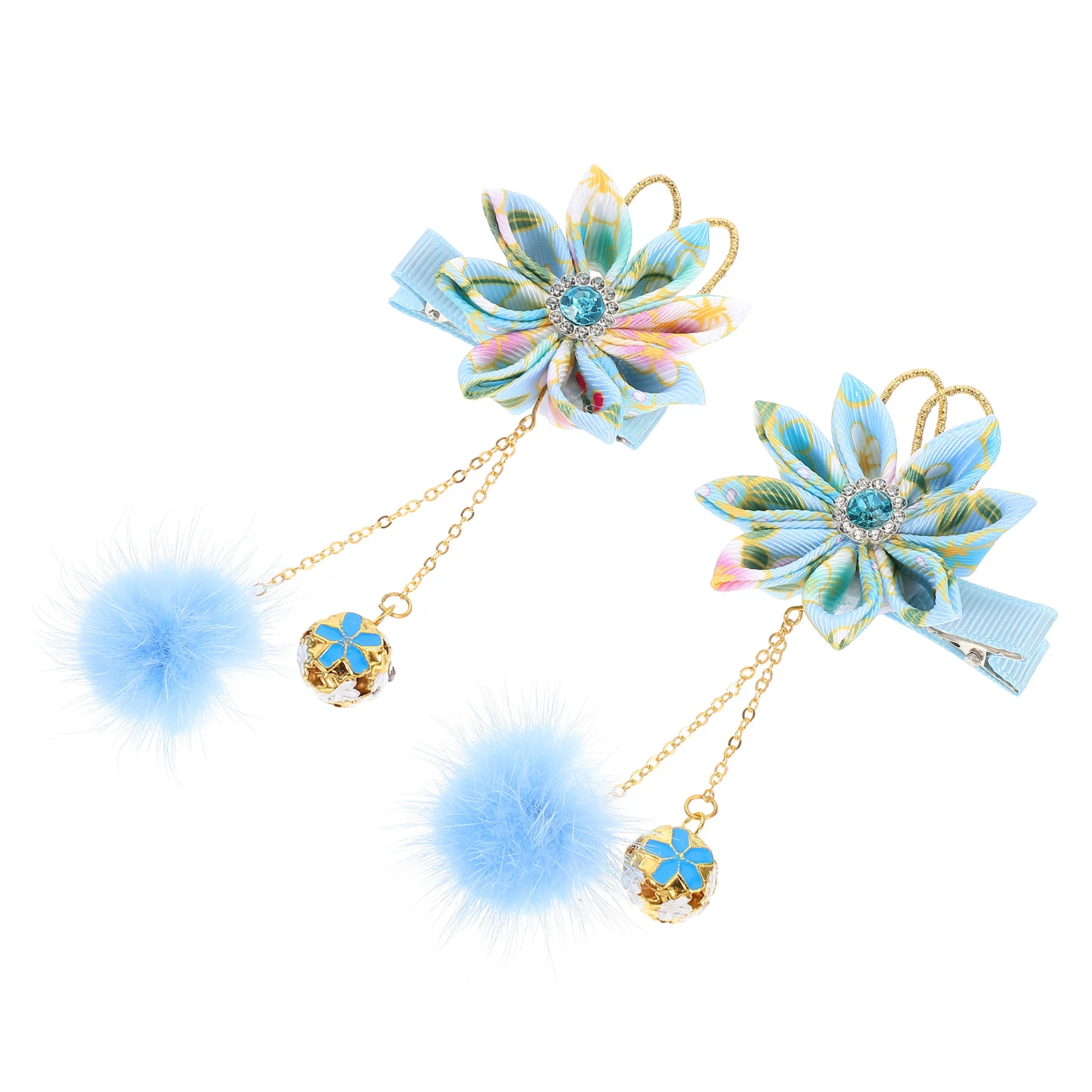 

2Pcs Girls Flower Hairpin Retro Style Dangle Charm Barrette Vintage Kids Hair Clip Fashion Daily Dress Up Accessory