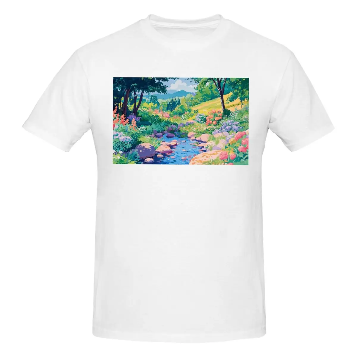 Anime 12 Studio Ghibli Makoto Shinkai Lofi Scenery Men T-Shirt Oversized T Shirts Men's Round Neck Cotton Tees Short Summer Male