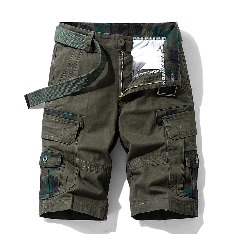 

Multi-Pocket Workwear Shorts Men's Loose All-Matching Straight Middle Pants 2024 Summer New Cotton Elastic Rest Shorts