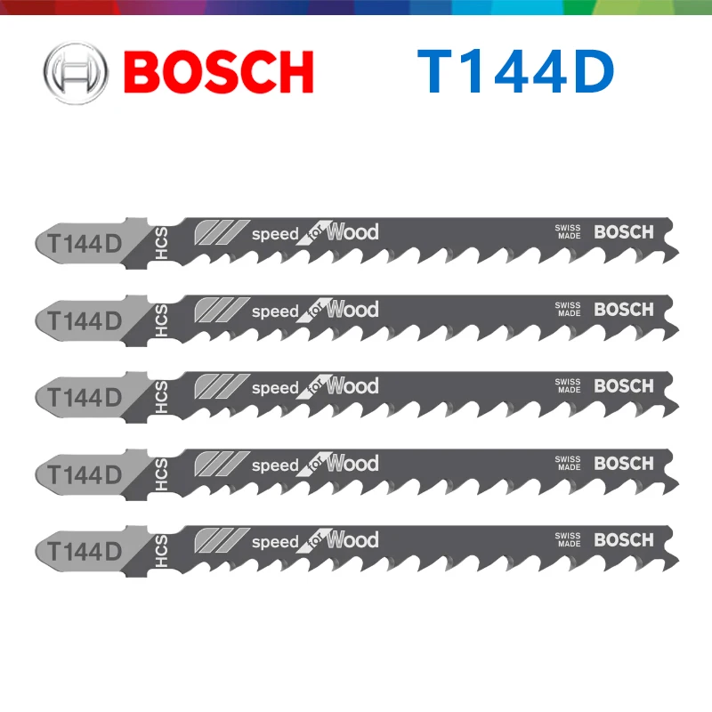 Original Bosch T144D Jigsaw Blade 2608631010 100mm High Carbon Steel T-shank Fast Cut for 5-50mm Softwood & Wood Panels