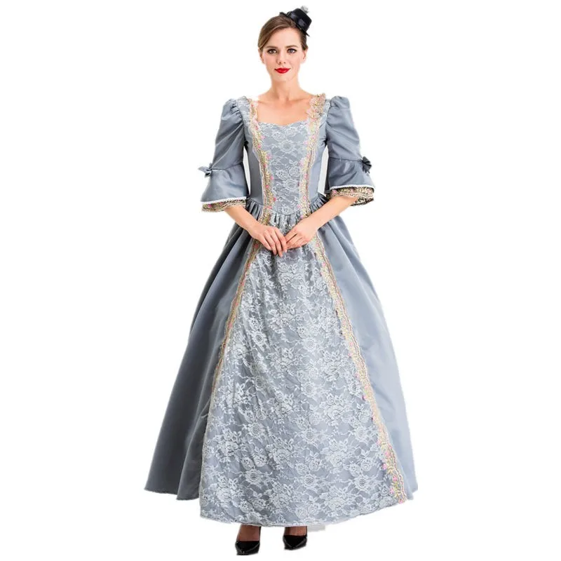 Halloween New Vintage Medieval Court Long Dress Cos Princess Costume  Lady Queen Formal Wear Polyester Fiber 100% - view 2