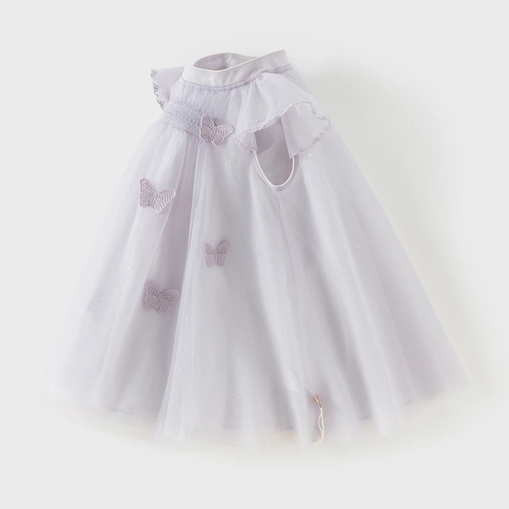 Dave Bella Summer New Children's Princess Dress Girls Dresses Middle And Older Children Mesh Style Purple DB2262105