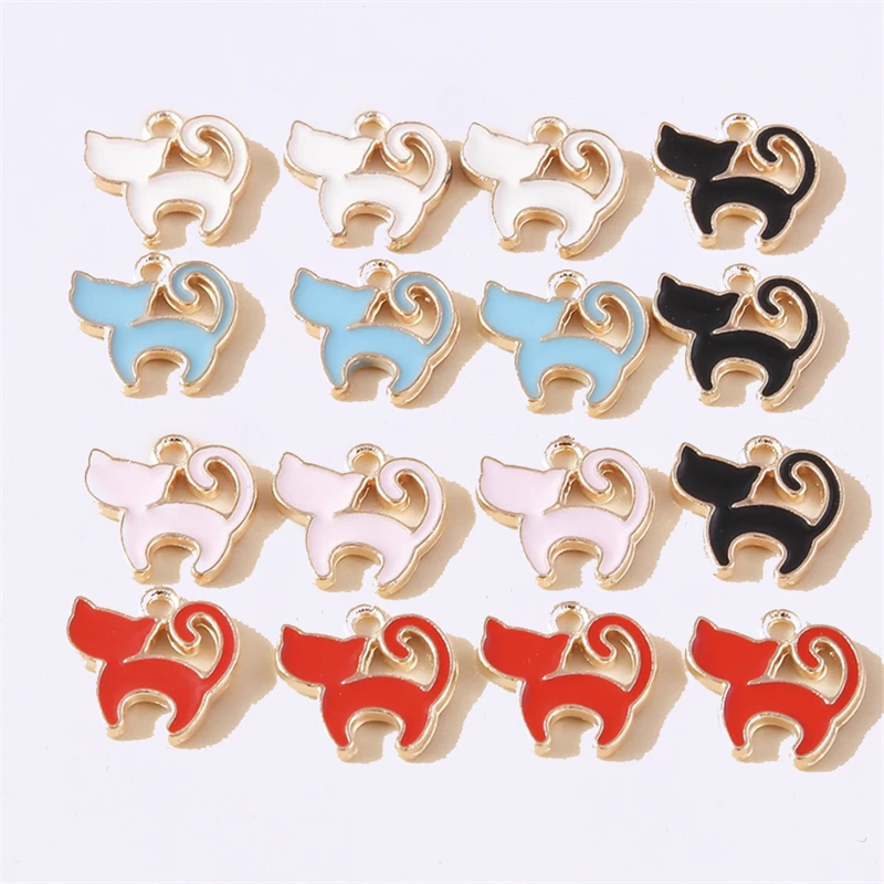 

Duarte 20Pcs/Lot Cartoon Animal Charms Mini Enamel Cat Charms Pendants for Jewelry Making Necklaces Earrings Bracelets DIY Gifts