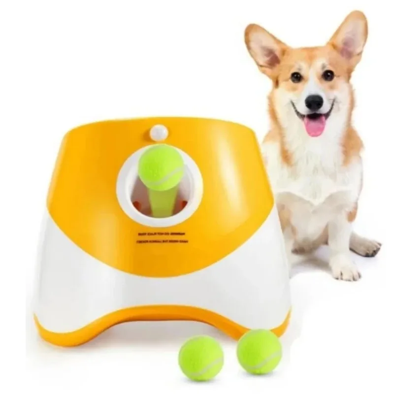 Automatic Dog Tennis Launcher Pet Dogs Chase Toy Mini Tennis Ball Throwing Machine Interactive Catapult Throw Device