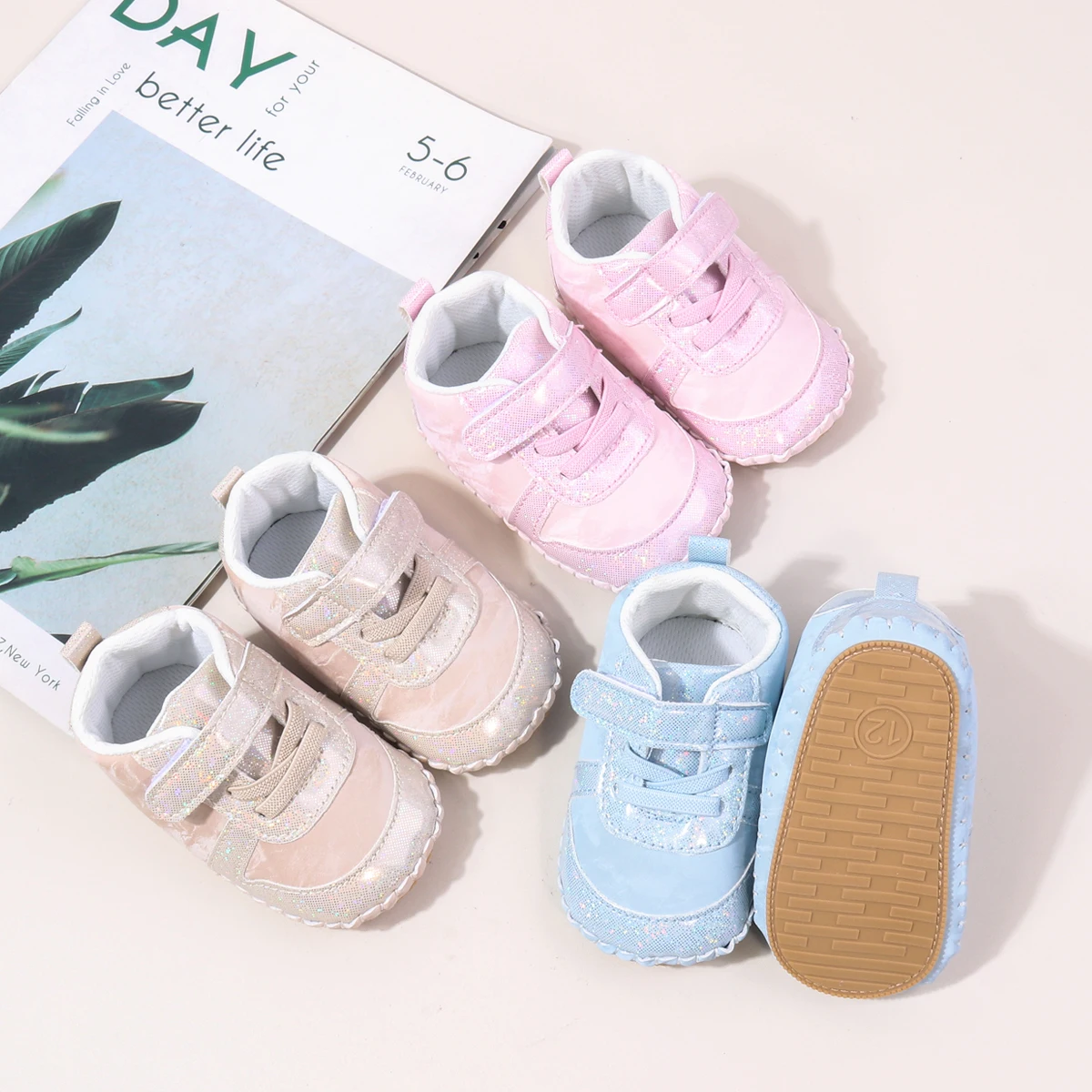 Newborn Baby Girls Boys Sneakers Fashion Soft Non-Slip Infant First Walking Shoes Spring Summer Toddlers Faux Leather Crib Shoes
