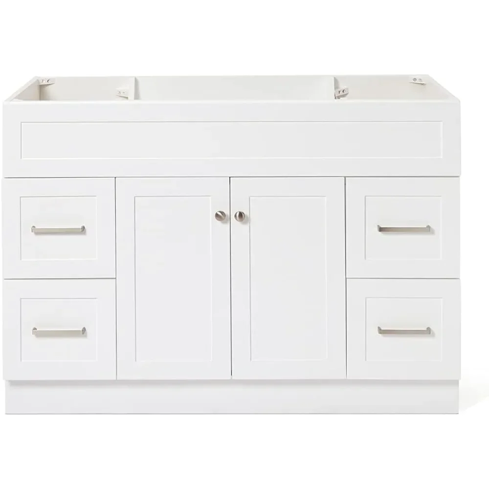 

Single Sink Bathroom Vanity Base Cabinet in with 2 Soft Closing Doors and 4 Full Extension Dovetail Drawers, Built in Toe Kick