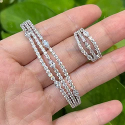 018821 TIRIM Fashion Cubic Zirconia Bangle Ring Set for Women Jewelry Accessory Dubai Wedding Engagement Bracelet Rhodium Plated