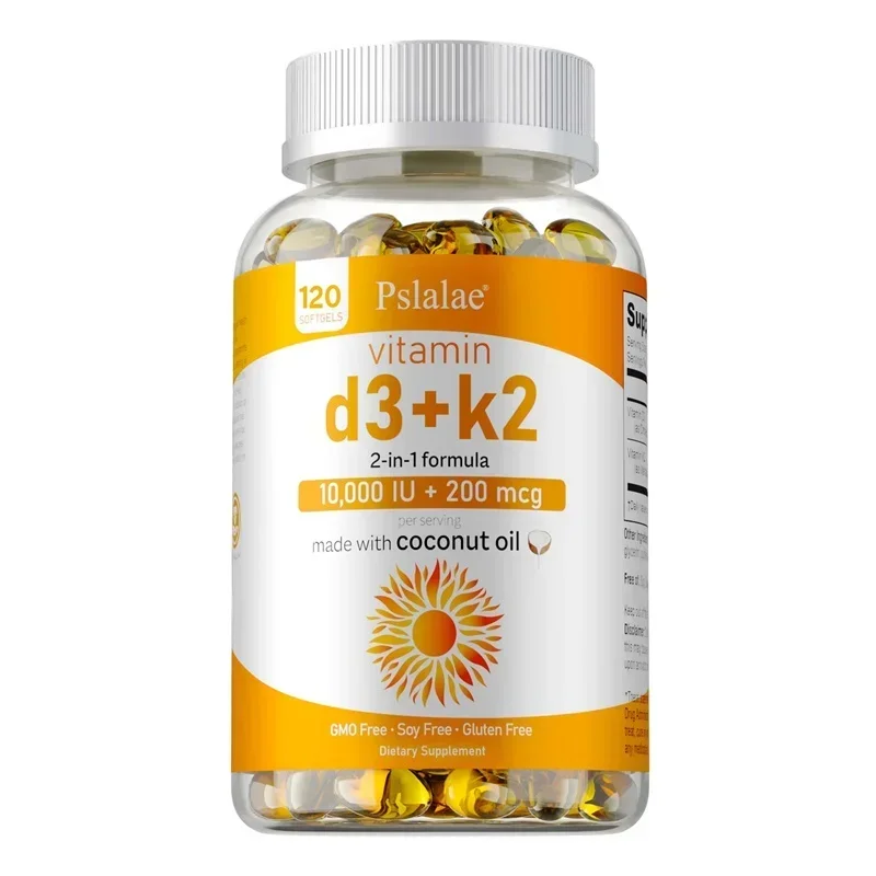 Vitamin D3+K2 Supplement - Supports Joint, Bone and Immune Health, Non-GMO Formula, Easy To Swallow Vitamin D and K Complex