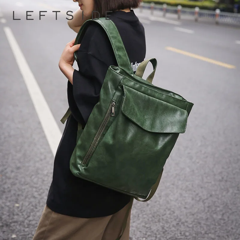 Women\'s Large Pu Leather Backpacks 2024 Y2K Korean Fashion Solid Color Vintage Backpack Lady Travel Retro Green Back Packs