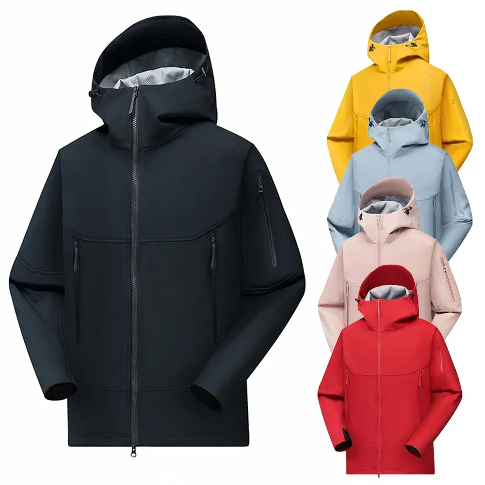 Outdoor Waterproof Hiking Jackets Woman Jogging Soft Shell Coats Hooded Rainproof Coat Men Camping Skiing Climbing Windbreaker