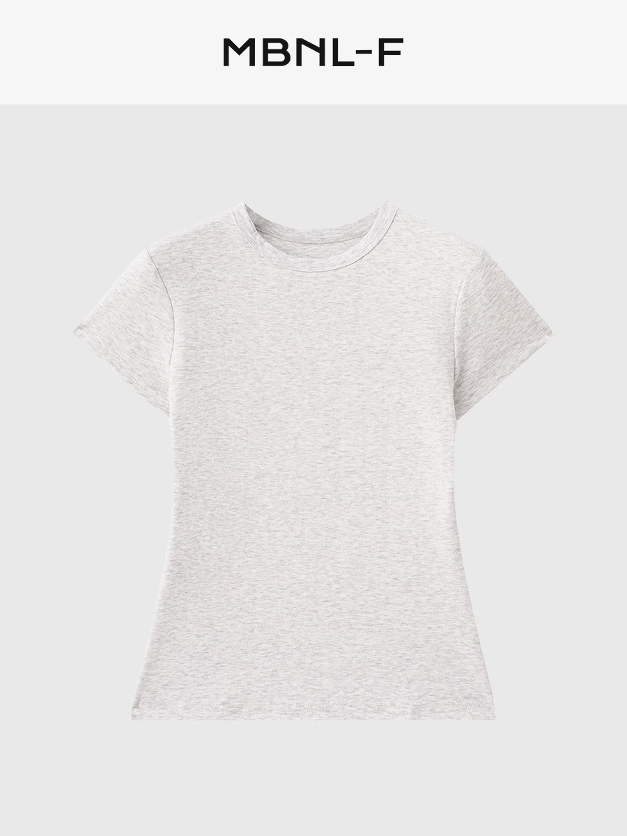 

MBNLF ey T-irt mat Flng Sve New Arrival ort Sve round Ne Cotton Blend Women's Faion Autumn Wear
