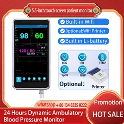 Optional Printer Portable 5.5-inch Touch Screen Patient Monitor Human/Vet/Newborn Use Multiple Parameter Vital Signs Monitor