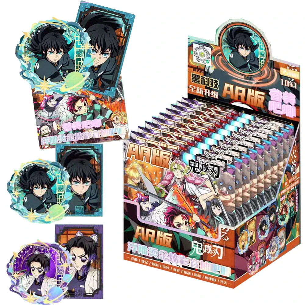 

Hot-blooded Anime Demon Slayer Cartoon AR Relief Luminous Badge Popular Character Unique Design Laser Cards Kids Hobbies Gifts