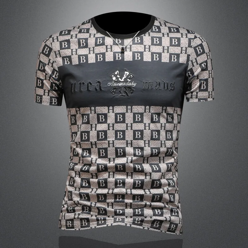 

Летняя мужская повседневная футболка 2026 года из шелкового хлопка с принтом, круглым вырезом, высокого качества, нелиняющая, стандартного кроя, с буквенным узором