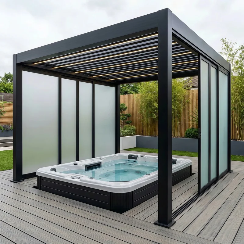Custom Size Heavy-Duty Aluminum Pergola Rustproof Frame% Waterproof Commercial Residential Balcony Use Outdoor