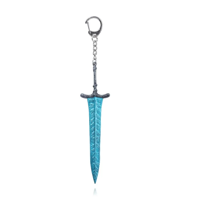 14cm Ring Dark Moon Game Keychain Pendant Damascus Giant Sword Marlenia Handheld Blade Metal Weapon Model Birthday Gifts Toy Boy