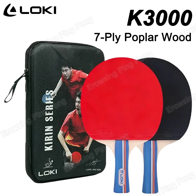 loki卓球ラケット-7層ポプラ材仕上げ-ピンポンパドル-rxton-1-ittfラバー付き-初心者練習用-バッグ付き