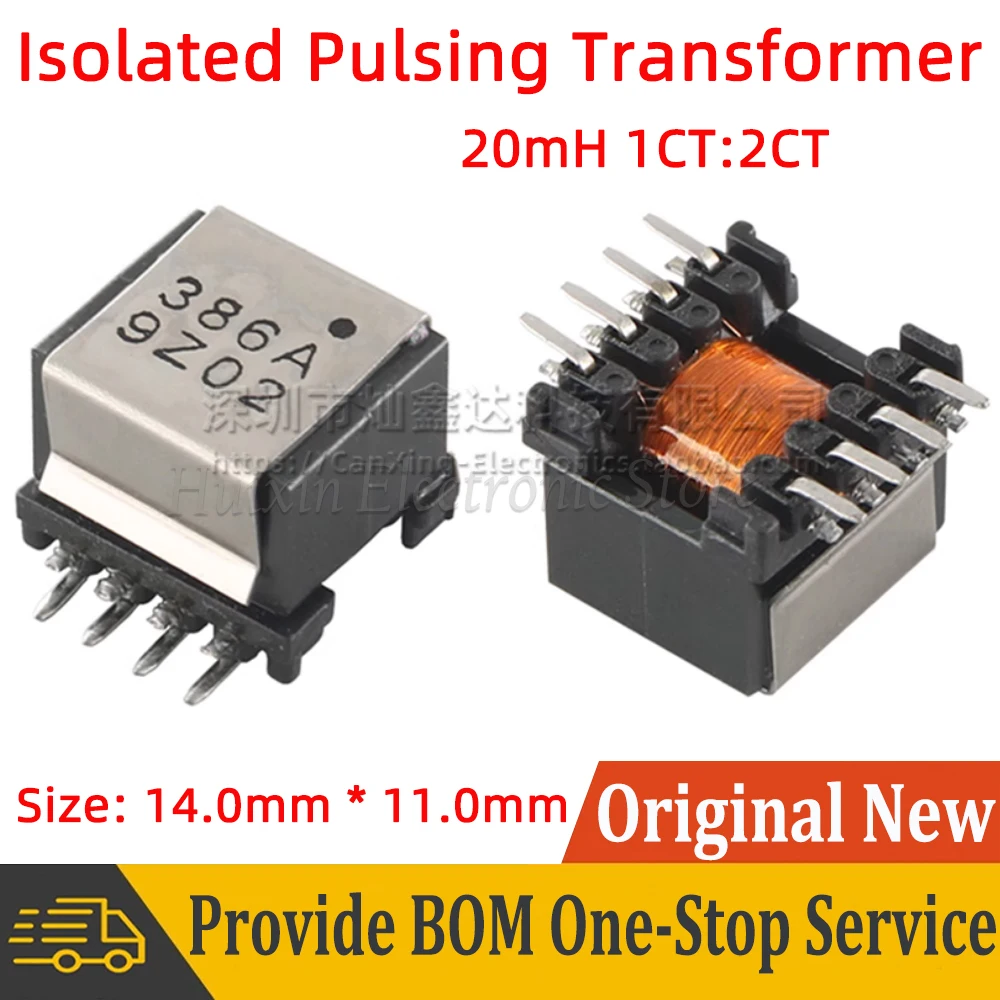 

2pcs SMD High Frequency Isolated Signal Pulsing Transformer Tapped Turns Ratio 1CT:2CT Inductance 20mH TRTEPC9.8-0386A