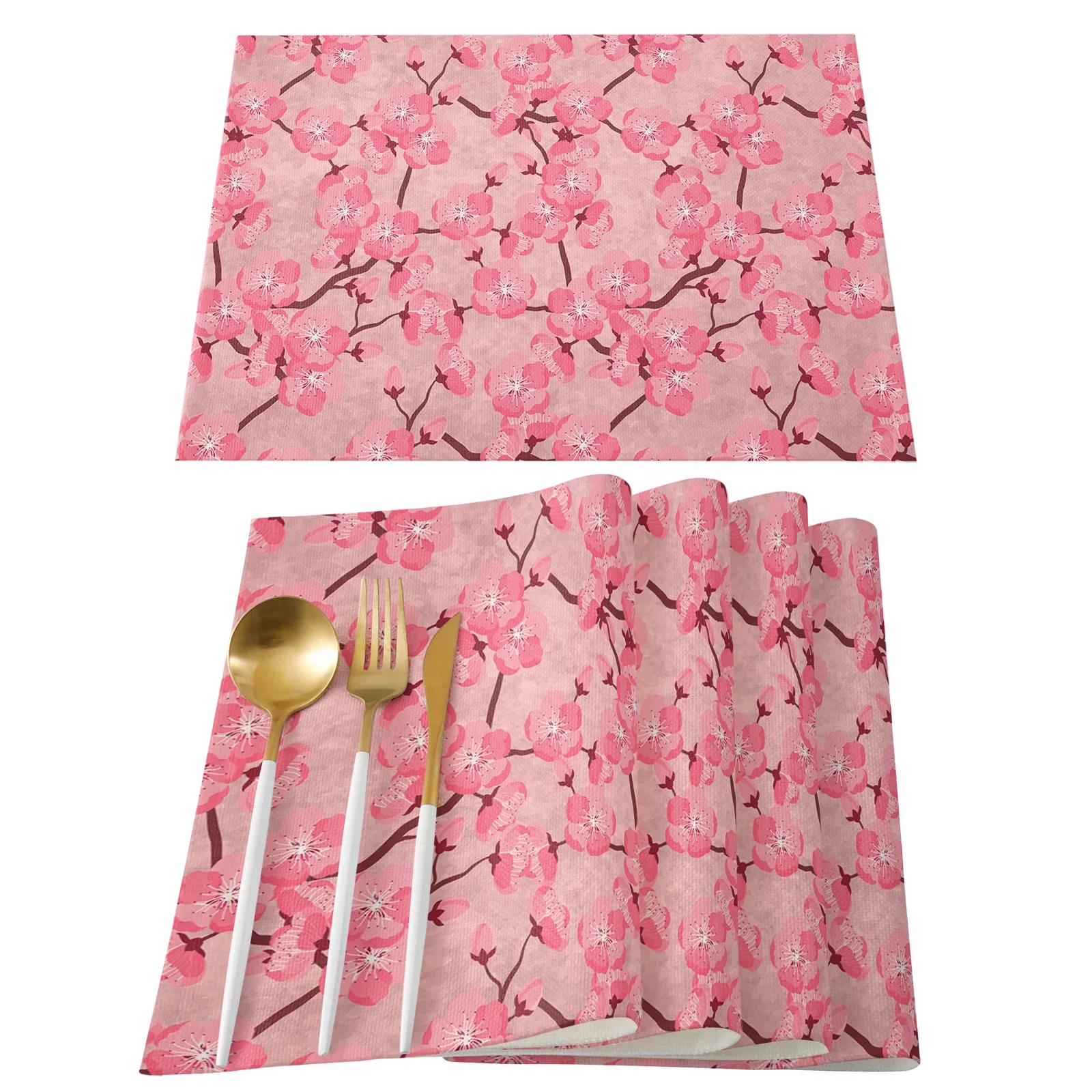 Japanese Cherry Blossom Pattern Table Mat Kitchen Decoration Placemat Table Napkin For Wedding Dining Accessories Table Mat