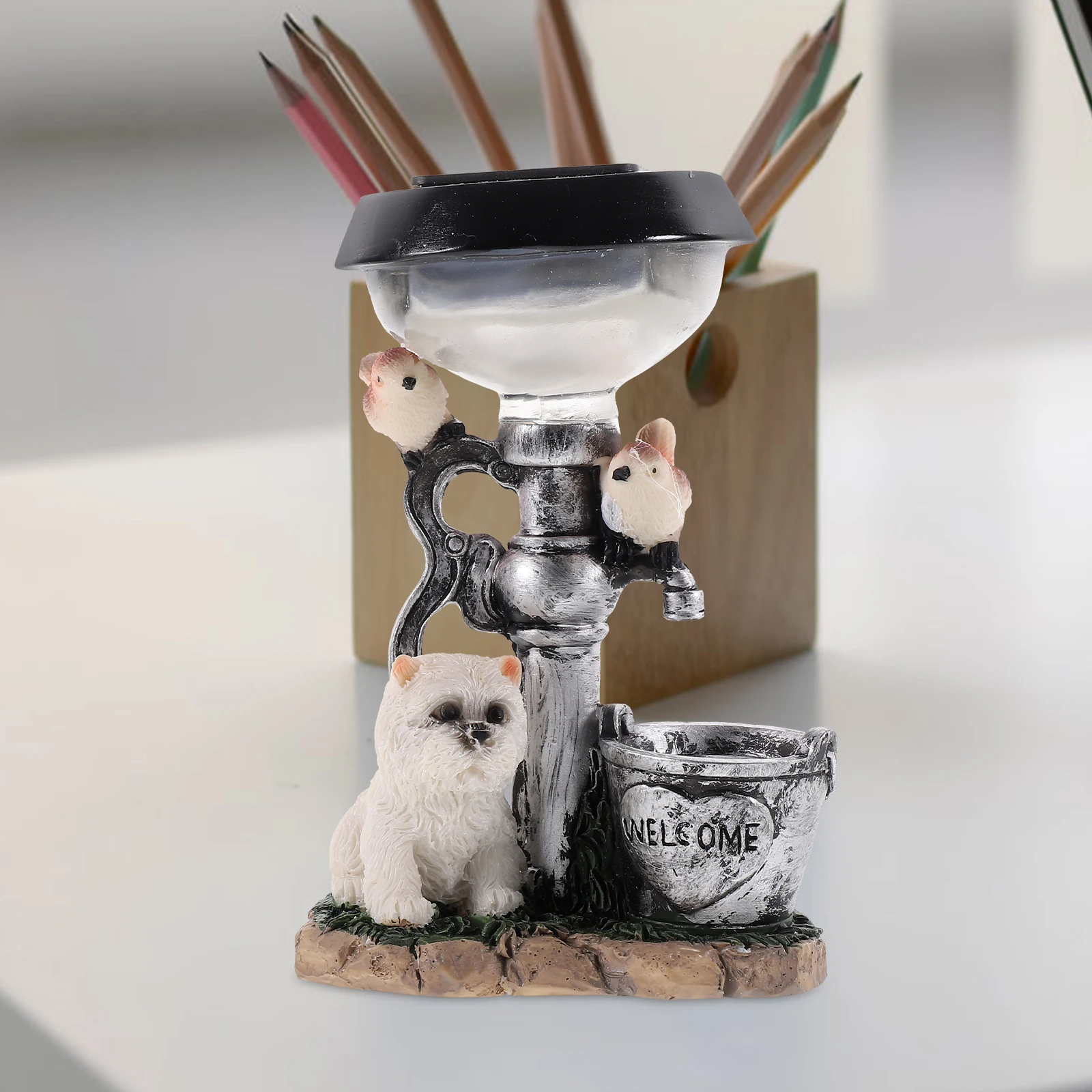 

Solar Lantern Puppy Resin Outdoor Garden Landscape Light Decorative Led Lamp For Yard Courtyard Park Statue Night Illumination