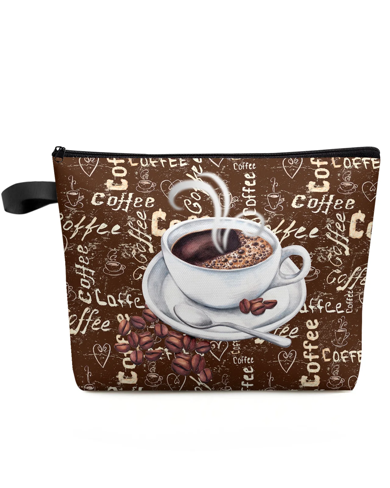 Vintage Style Coffee Beans Sugar Makeup Bag Pouch Travel Essentials Women Cosmetic Bags Toilet Organizer Storage Pencil Case