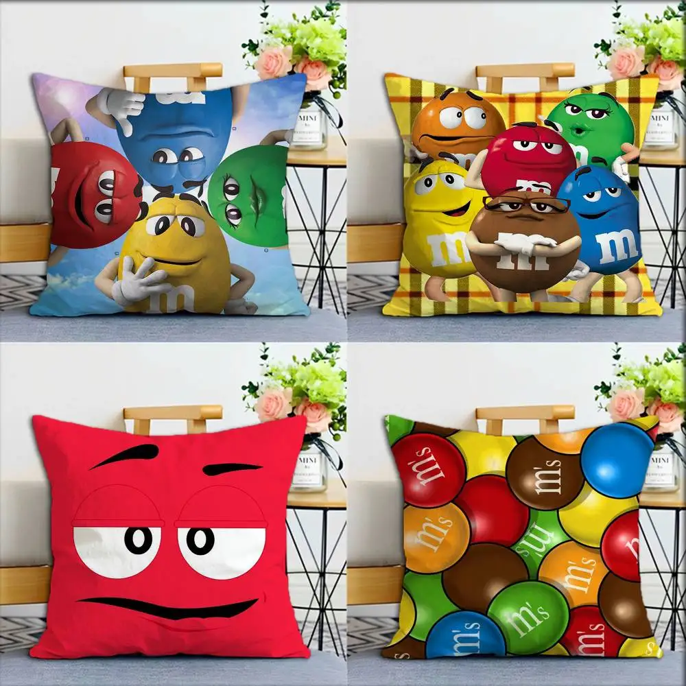 

1pc Candy M-MS C-Chocolate M&M'S World Various Sizes Square Pillow Case For Car Home Bedchamber Decor