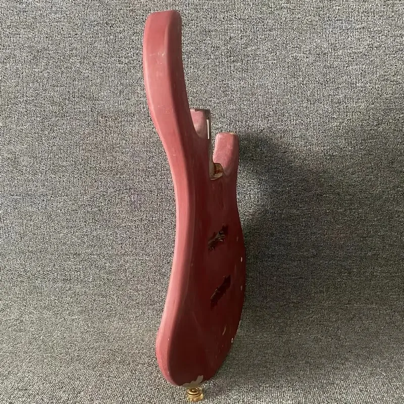 KB317 Red Color Electric Bass Body in Solid Basswood JB Pickups Surface Paint and Wood Damages for DIY