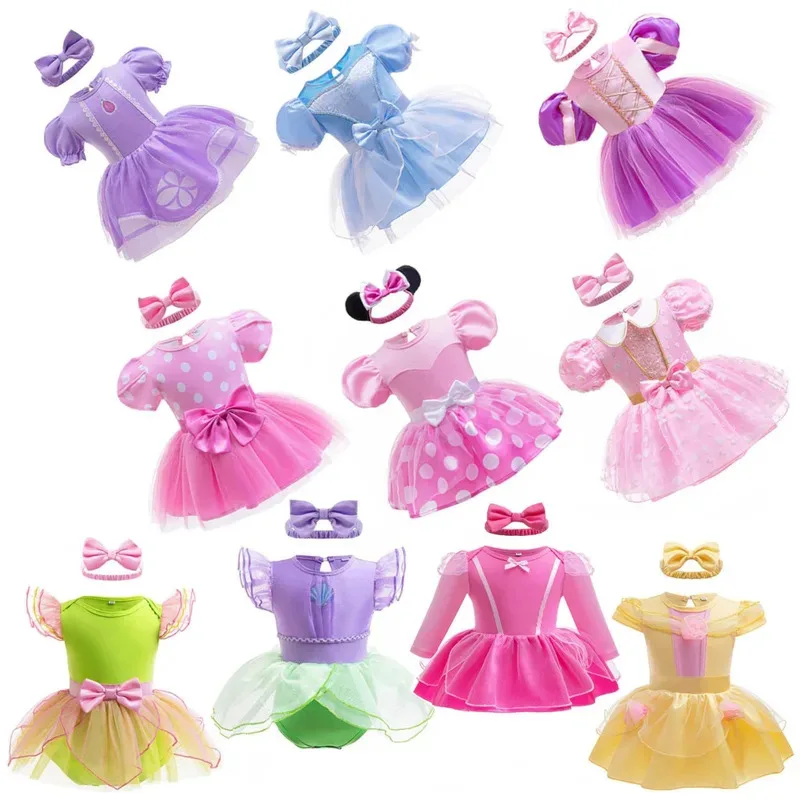 

Children's American movies Minnie Ariel role-playing costumes, baby clothes jumpsuits, crawling clothes Dress 0-2Y Baby Girls