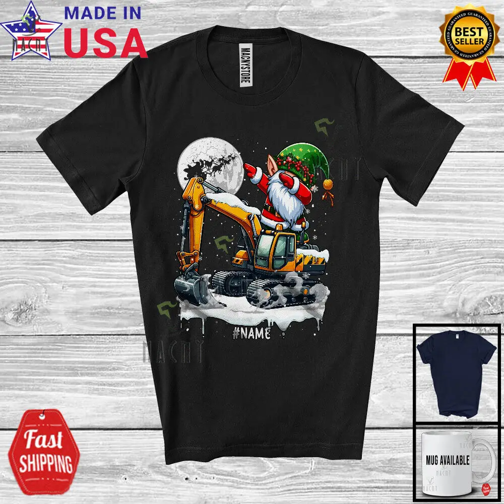 

Dabbing Gnome On Excavator; Joyful Christmas Custom Name; Excavator Driver Shirt