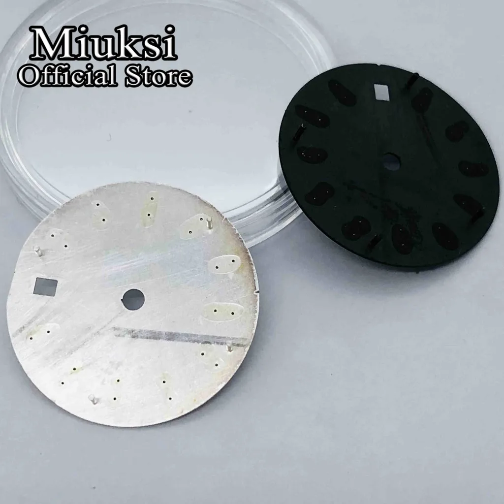 Miuksi 28.5mm black white watch dial luminous dial fit ETA 2836 2824 Mingzhu DG2813 3804 Miyota8205 8215 821A PT5000 movement