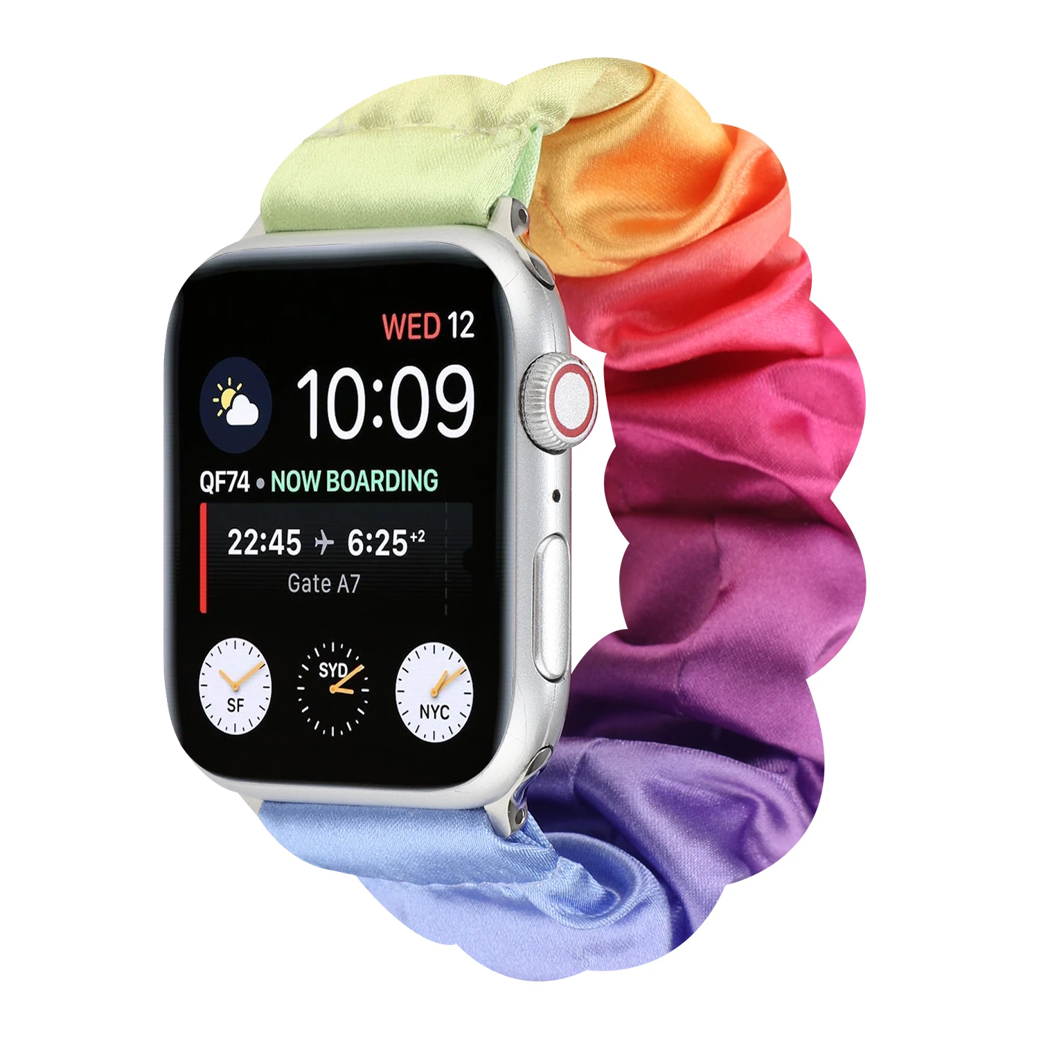 

Strap for Apple watch band Printed scrunchie elastic rainbow band38mm40mm41mm42mm44mm45mm49mm lady flower cloth strap for Iwatch