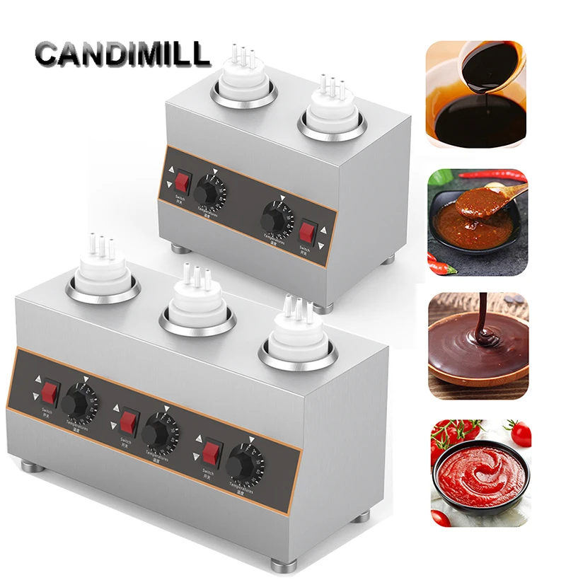 1/2/3 Bottles Electric Heating Sauce Chocolate Warmer Machine Hot Cheese Chocolate Soy Sauce Heater Filling Machine