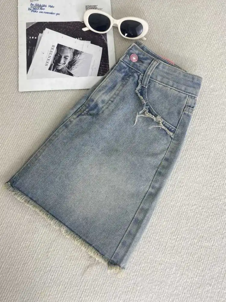 Women's Clothing Blue Denim Skirt Vintage Aesthetic Y2k A-line Cowboy Skirt Harajuku Fashion Emo 2000s Mini Jeans Skirt Summer
