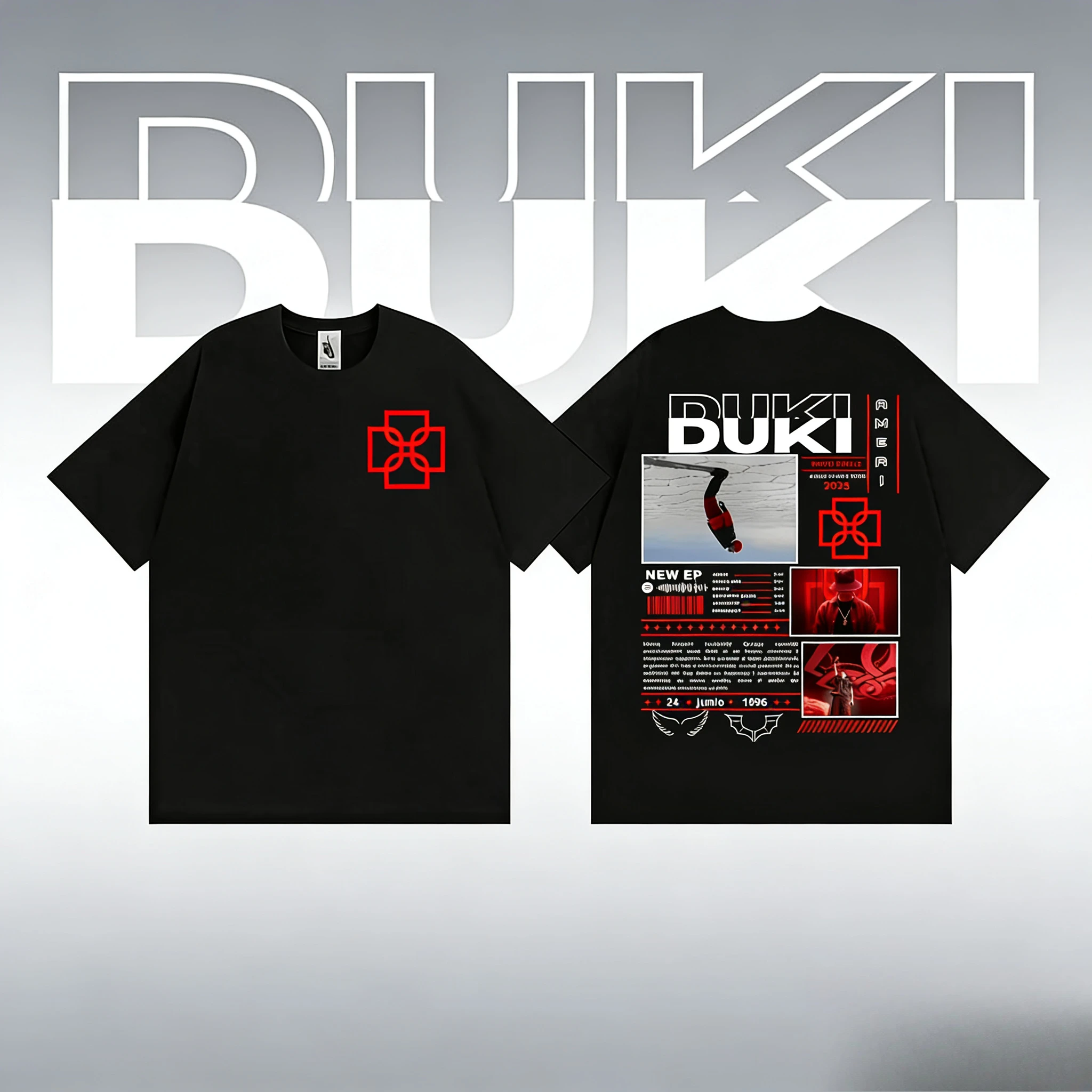 

Rapper Duki Aleri's World Tour Cover T-shirt for Men, 2025-26 Summer, 100% Pure Cotton Printed Loose Casual Fashion T-shirt