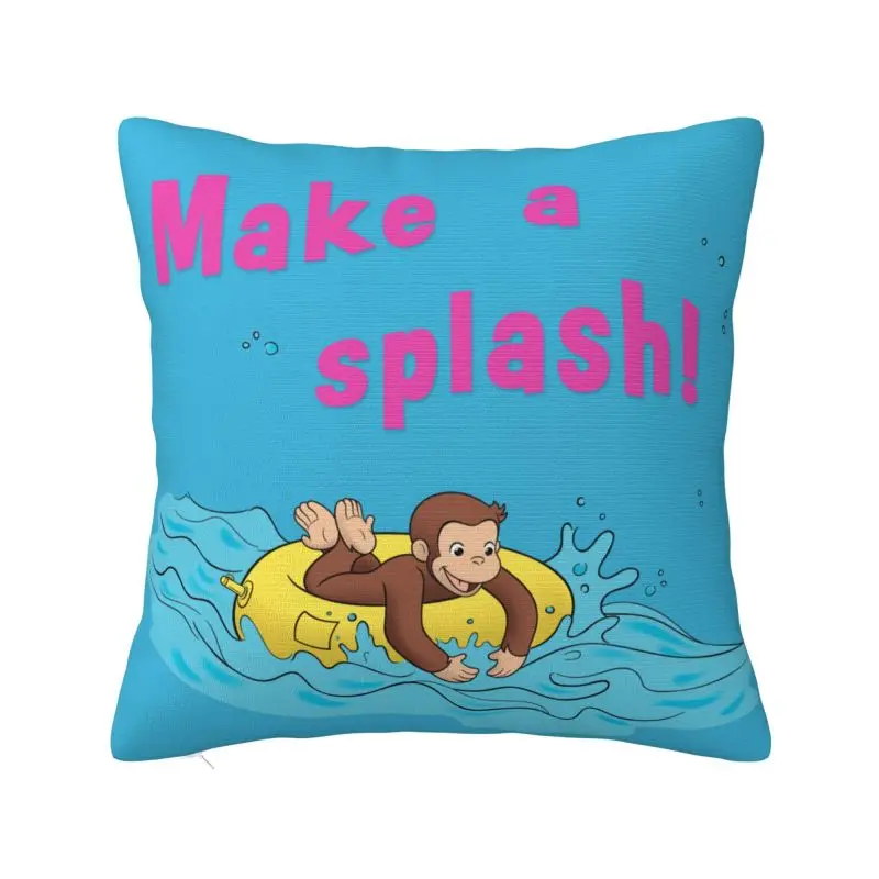 Custom Luxury George The Curious Monkey Have A Great Week Cushion Cover for Sofa Polyester Pillow Case