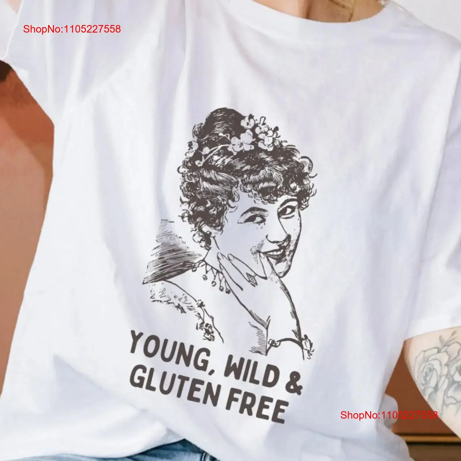 Young Wild Gluten Free T Shirt Funny Meme Food Allergy Ironic Vintage Tops vintage Washed fashion designer clothes Soft