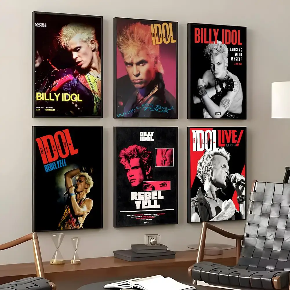 Singer Billy Idol Poster Self-Adhesive Waterproof Wall Stickers Coffee Bar Home Wall Decor