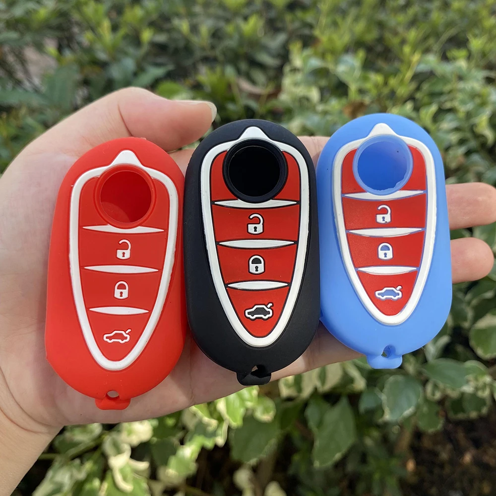 3 Button Silicone Car Key Pad for Alfa Romeo 4C Mito Giulietta Myth 159 GTO GTA Flip Remote Key Car Accessories keychain