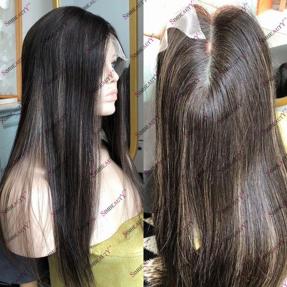 

13x6 Глубокая часть человеческих волос Шелковистые прямые блики Парик фронта шнурка Балаяж Медовый блондин Индийские волосы Remy 360 Парики шнурка для женщин